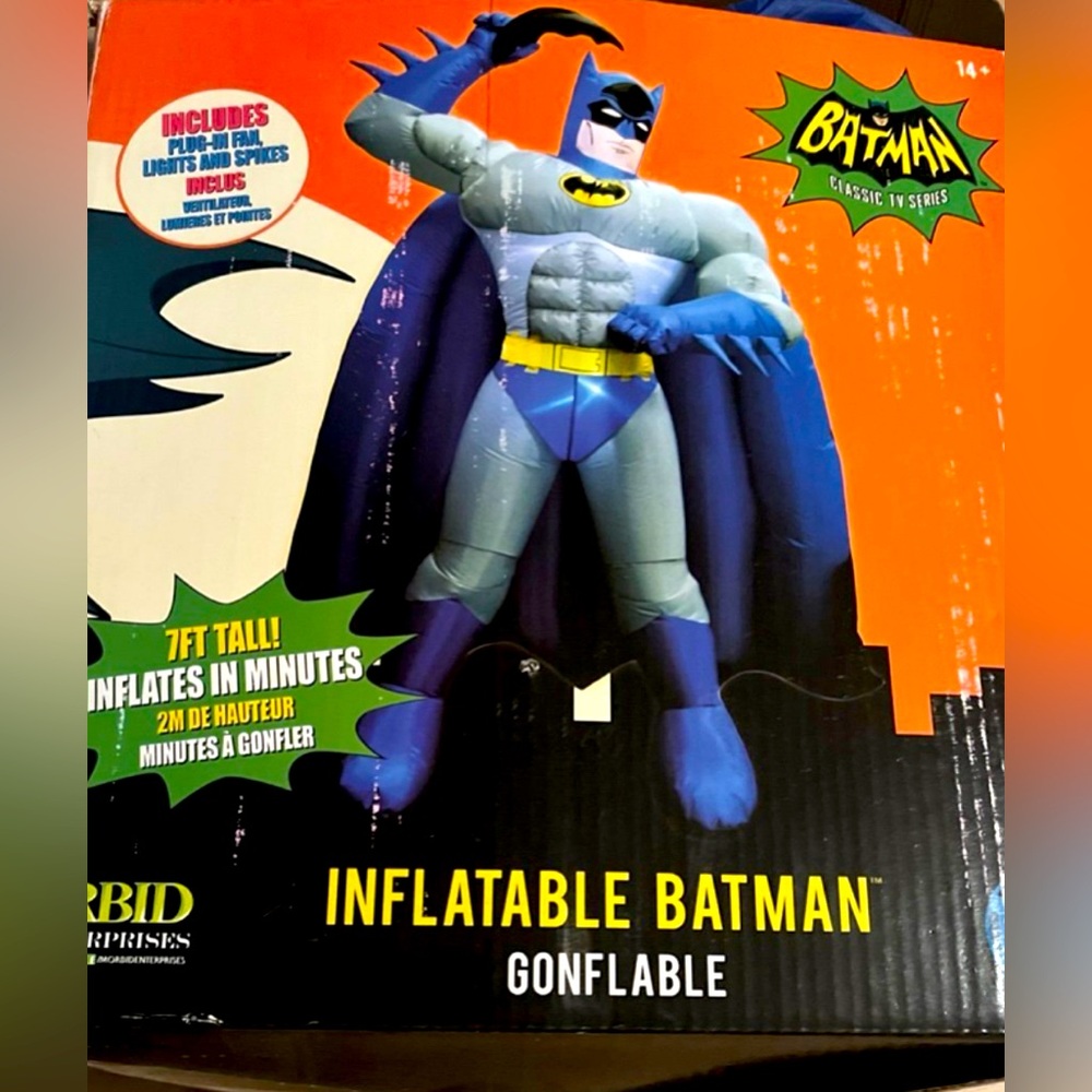 Inflatable Batman Figure 7’ Foot EUC indoor outdoor DC Comics Tall, Huge Blow up